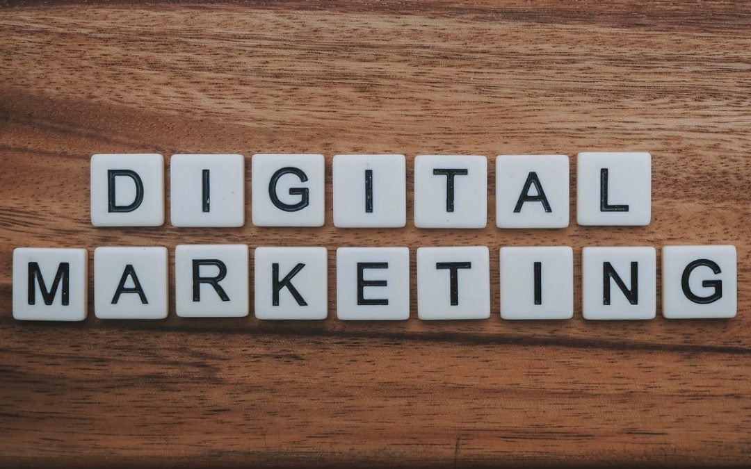 tiles that spell out the word "digital marketing"