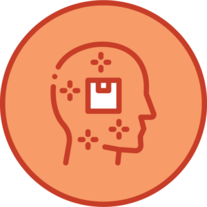 icon with a graphic inside of a person's head with a product in their mind
