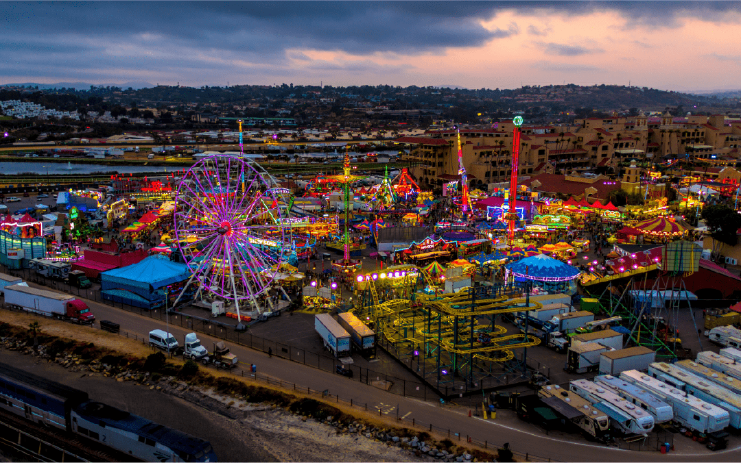 sky view of an amusement park